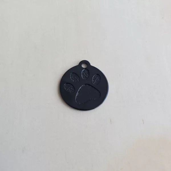 Round Paw pet id tag black 1 jpg